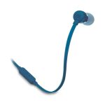 JBL Tune 110 In-ear hoofdtelefoon met knoopvrije platte bandkabel en microfoon in blauw - voor grenzeloos muziekgenot met de Pure Bass Sound technologie