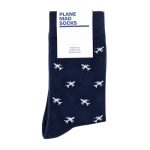 Vliegtuigsokken - grappige vliegtuigsokken - grappig vliegtuigcadeau - 1 paar, maat 8-11 UK en 42-46 EU, blauw, leuke nieuwigheid reissok voor heren
