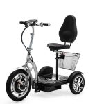 VELECO ZT16 - 3-wiel scootmobiel - Volledig gemonteerd en klaar voor gebruik - Grote wielen - Makkelijk te manoeuvreren - Remmen voor en achter - Afneembare boodschappenmand (Zilver)