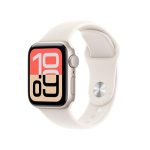 Beste Apple Watch Apple Watch SE 3 GPS 40 mm Smartwatch met kast van sterrenlicht aluminium, sterrenlicht sportbandje (S/M). Conditie en slaap bijhouden, hartslagmonitor, Always‑On display, waterbestendig