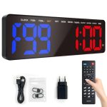Gym Timer, intervaltimer met countdown/up, stopwatch, groot 40 cm (16,5 inch), digitale led-wandklok voor fitnesstraining, HIIT, Tabata, thuis, garage
