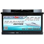 Electronicx AGM Accu 100Ah 12V – Onderhoudsvrije Zonne-energie Accu voor Camper, Boot, Caravan, Off-Grid Toepassingen en Zware Cyclische Belastingen