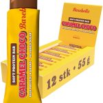 Barebells Eiwitrepen, heerlijke zachte eiwitrepen met chocolade, suikerarm, 16 gram eiwit, zonder palmolie, soft bar caramel chocolade, 12 x 55 g