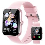 Beste smartwatch kind Smartwatch voor kinderen, 1,8 inch smart fitnesstracker voor jongens en meisjes met 100+ sportmodi, stappenteller, wekker, slaap, spelletjes, smartwatch voor kinderen, Ado 5-16, cadeau, roze