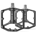 GEWAGE Fietspedalen voor Racefiets/Mountainbike, 3 lagers, CNC Gefreesd, 9/16 inch, Platte Pedalen, met Afneembare Antislip Pinnen (Black)
