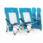 BigDean 2-pack strandstoel, inklapbaar, zeer licht, campingstoel, opvouwbaar, 150 kg belastbaar, met ademende mesh-rugleuning, lage vouwstoel met bekerhouder, strand, tuin