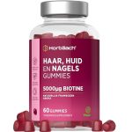 Haar Huid en Nagels Vitamine | met Biotine, Vitamine B8, Vitamine B12, Vitamine C | Hair Skin Nails | Palmolievrij | 60 Veganistische Gummies met frambozensmaak | Horbaach
