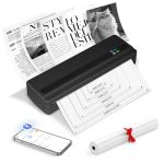 SMOCTAR Draagbare Thermische Printer A4, Inktloze printer Bluetooth compatibel met Android&iOS telefoons en laptops, kleine printer voor thuis, bonnen, foto's, inclusief 1 thermische rol (Zwart)