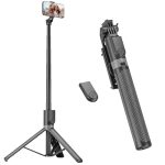 RISEOFLE 180cm Telefoonstatief & Selfiestick, Draagbaar All-in-One Uitschuifbaar Mobiele Telefoon Statief met Draadloze Afstandsbediening, voor iPhone/Samsung/Android/Alle Smartphone