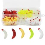 Vicloon wormen kunstaas,100 Stuks aas wormen,zacht visaas kunststof fake Red Worm kunstaas, kunstmaden voor Vissen Zoetwater En Zoutwater Vis Forel Crappie Pan Vis