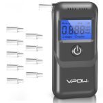 Beste alcoholtester VPOW Alcoholtester, professionele alcoholtester met digitaal blauw lcd-display, ademalcoholtester met graadnauwkeurigheid voor privéprofessioneel gebruik thuis, grijs