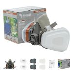 RHINO Gezichtshoes voor verf, stof, deeltjes, chemicaliën, polijstmachine, organische stoom, pollen en chemicaliën, met wattenfilters
