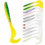 HOTUT 12-delig Zacht Kunstaas voor Snoekbaars en Snoek - Boot Tail Shad Soft Lures, Roofvis Aas voor Zoetwater Vissen