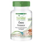 fairvital Östro Balance, ondersteuning bij de overgang, 120 capsules, gemakkelijk door te slikken, HOOGGEDOSEERD, soja-isoflavonen + vitamine E