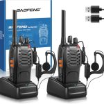 Walkie Talkie, twee-weg radio 16 kanalen lange afstand Walkie Talkies met USB-oplader en oortjes, oplaadbare walkie talkies voor kinderen spelen en volwassenen werken. (Zwart, 1 paar)