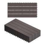 WOLTU 6 x WPC Composiet Vlonderplanken 30 x 60 cm (1 m²) Terrastegels Kliktegels Houtlook Balkontegels, Koffie, GTF005co