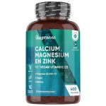 Calcium, Magnesium en Zink tabletten - 400 vegan tabletten voor meer dan 1 jaar - Bevat 9 vitamines en mineralen - Vitamine D3, K2, Selenium en Koper - Van WeightWorld