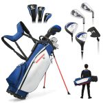 LIFEZEAL Compleet golfset voor heren, draagbaar golfclubset voor rechtshandigen, statieftas met 7 vakken, Putter, 3 hout: Driver #1, Fairway #3, Hybrid #4, 5 ijzers: #6, #7, #8, #9, Pitching
