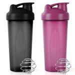 ACWOO Proteïneshaker, 700 ml, 2 stuks eiwitshaker met mengbal, eiwitshakerfles voor eiwitdranken, voedingssupplementen van poeder, sportflessen, BPA-vrij