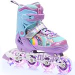 OLYSPM Kinderskeelers,4 Maten Verstelbare Inline Skates met 8 Verlichte Wieltjes,Verblindende Regenboog voor Jongens,Meisjes Ideaal Kerst- en Verjaardagscadeau