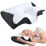 Orthopedisch nekkussen van traagschuim, ergonomisch hoofdkussen, nekpijn, traagschuim kussen voor zijkanten, rug en buikslapers ter verbetering van de slaapkwaliteit (zwart)