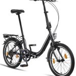 Chillaxx Bike URBAN 20 inch vouwfiets, klapwiel, 6 versnellingen, licht, Quick-Fold-systeem, lichtgewicht klapfiets, bagagedrager (Zwart)