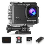 Apexcam M80air met 64GB Card Action Camera 4K 60FPS 64MP WiFi Underwater Camera Waterdichte 40M Sportcamera EIS met Ultra HD 2.4G Afstandsbediening 2 x 1350mAh Batterijen en Accessoires
