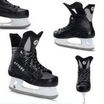ATTABO Hockey-schaatsen voor heren, in zwart, maat 42 EU, ijshockeyschaatsen met roestvrijstalen lemmet, voor beginners tot 100 kg, comfortabel en warm