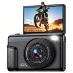 4K Digitale Camera Fotografie voor Vlogging: 64MP Compacte Camera's met Flip Scherm 16X Zoom - Cadeau voor Beginners/Kind/Tiener - Vintage Apparaat Foto Video Cam Zwart voor Jongens Meisjes'