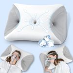 Beste slaapapneu kussen HOMCA Kussen CPAP, Hoofdkussen van Traagschuim voor Zijslapers, Gebruikers van Slaapapneu en Alle Maskers om Luchtlekken en Druk te Verminderen, Met Verkoelende Kussensloop, 65x40x9/11cm