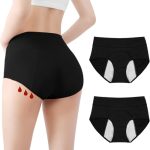 Beste incontinentie ondergoed Set van 2 incontinentieslips voor dames, wasbaar, anti-urineonderbroek, voor dames, wasbaar, menstruatieondergoed met hoge absorptie, menstruatieslips (Zwart, Medium)