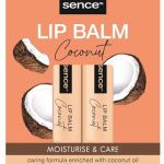 Sence Beauty-lippenbalsem van kokos, veganistisch, lippenstift tegen droge lippen voor dames en heren, 2 x 4,3 g
