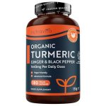 Biologische Kurkuma 1440mg Hoge Sterkte met Zwarte Peper en Gember - 180 Vegan Capsules - 3 Maanden Voorraad - Turmeric Voedingssupplementen met Curcumine - Nutravita