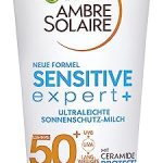 Garnier Zonnebrandmelk met SPF 50+, zeer lichte en residuvrije zonnecrème voor lichte en gevoelige huid, Ambre Solaire Sensitive Expert+, 1 x 175 ml