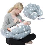 Chilling Home Voedingskussen XXL Zwangerschapskussen Zijslaper Kussen voor baby, Zwangerschapskussen met katoenen voedingskussensloop, verstelbaar kussen Zwangerschapsvoedingskussen Baby