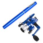 Penhengel met rol, roterende hengel voor buiten, compacte telescoophengel, lichte handhengelset, beginners, reizen, blauw, 20-100 cm