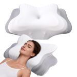 Beste kussen rug- en zijslaper Lureon Ergonomisch nekkussen van traagschuim, steunkussen voor de nek, comfortabel kussen voor zijslapers, rug- en buikslapers, slaapapneu