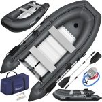 KESSER Rubberboot 3,20 m voor 4 personen - Wave motor geschikt vrijetijdsboot, peddelboot, motorboot, visboot - met 2 zitbanken, reparatieset en tas, opblaasbaar, pvc (antraciet)