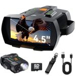 4K nachtzichtverrekijker 4K: 4,5" Night Vision met oplaadbare batterij met 5000mAh - Nachtzicht 10-voudige digitale zoom 7 infrarood niveaus - jachtgeschenken voor mannen/papa/echtgenoot - camping