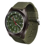 Vicloon herenhorloge, analoog kwartshorloge, militair horloge, lichtgevend horloge met datumvenster en nylon bandje, leger tactisch, minimalistisch sporthorloge., Groen, Minimalist