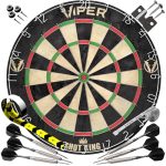 Viper by GLD Products Shot King Regulation Varkenshaar Stalen Tip Dartbord Set met Bullseye Metalen Radiale Spindraad Gecomprimeerd Sisal Board met Roterende Nummerring Inclusief 6 Darts Zwart