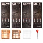 Luroad Karpervissen - Hair rigs, 20 stuks weerhaken Gebogen Karperhaken, gevlochten haak Karper Accessoires met boilie rig Carp Leader, 3 Boilie pluggen, Maat 2 4 6 8 (Mixed (2# 4# 6# 8#）, Widerhaken)