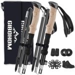 GIBOHOM Opvouwbare wandelstokken, 105-125 cm, 7075 aluminium, 2 Nordic Walking-stokken met klemsluiting, 4 paar rubberen doppen, draagtas, telescopische wandelstokken, voor trekking, skiën, wandelen