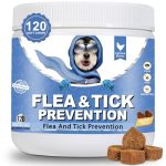 Vlooien- en tekenkauwsnoepjes voor honden | Anti Puces & Tiques | Premium voedingssupplementen voor honden | Omega 3, probiotica Brits merk – dierenartsformule | Kip | 300g
