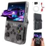 WDKXCN R36S Retro handheld gameconsole, 64G retro console, 3,5 inch IPS-scherm handheld console, draagbare mini-retro-console, emulatorconsole, Linux-systeem, Game Boy (zwart)