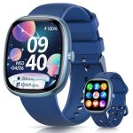 AIMIUVEI Smartwatch voor kinderen, 100 sportmodi, stappenteller, slaapmonitor, alarm, rekenmachine, IP68, waterdicht, Android iOS, cadeau voor kinderen van 5 tot 16 jaar, blauw