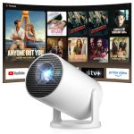 Salange Mini-beamer, 4K ondersteunt Smart Projector, Android 14.0, Videoprojector, Draagbaar, met wifi 6 en Bluetooth 5.4, auto, Keystone, Kleine Mobiele Telefoon Beamer, Thuisbioscoop Outdoor