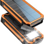 PD20W Solar Powerbank, 20000 mAh, waterdichte oplader op zonne-energie, USB C, externe accu, zonne-oplader met outputs, powerbank voor smartphones, tablets en meer