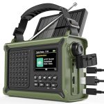 Noodradio met handslinger, DAB+/FM-radio, met 12.000 mAh batterij, 8500 mm² zonnepaneel en 650 mA handdynamo, solar radio met Bluetooth 5.0, zaklamp en powerbank, USB, voor kamperen en noodgevallen