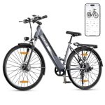 Qekud 26" Elektrofahrrad Damen Herren,26Zoll Elektrofahrrad Trekkingrad e-City Fahrrad mit 36V 12,5Ah Li-Ion Akku, Reichweite bis zu 100KM im Hybridmodus, 250W Motor, EU-konform, mit App